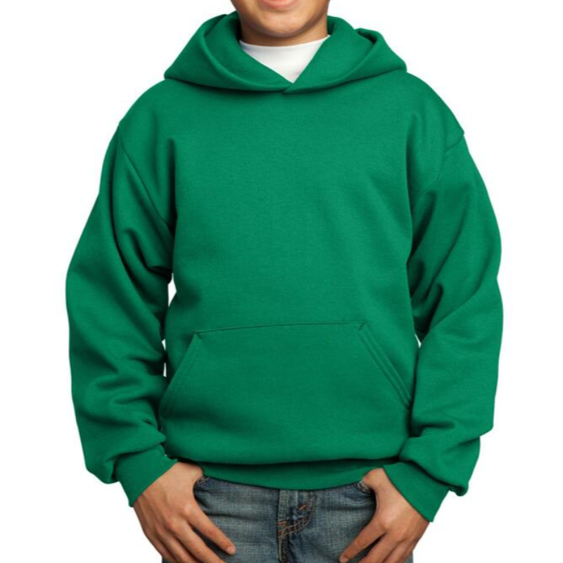 Port & Company Youth Hoodie (Kelly Green/White text) Main Image